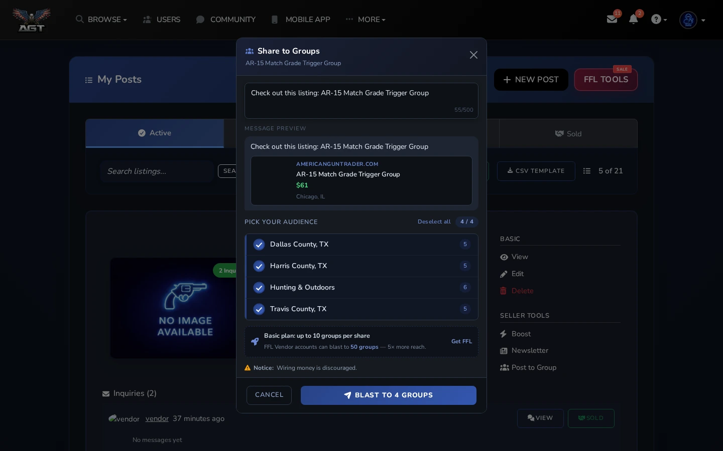 Share to Groups - Desktop view