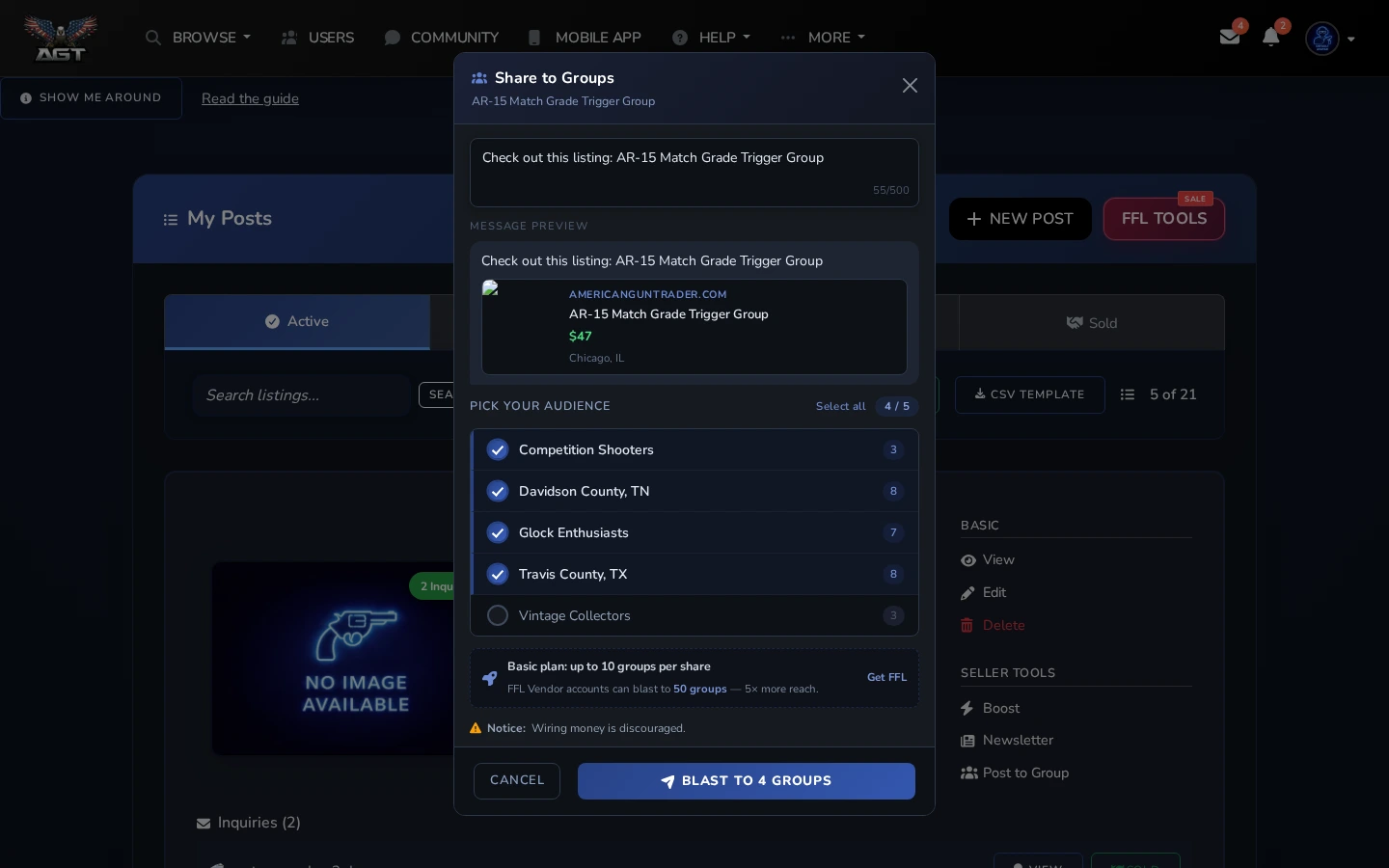 Share to Groups - Desktop view