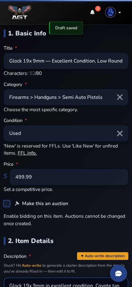 Create Post - Mobile view