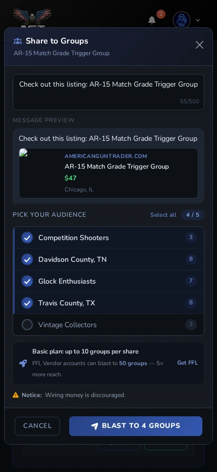 Share to Groups - Mobile view