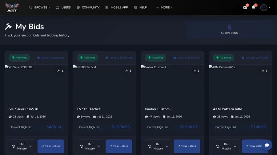 Your Bid History