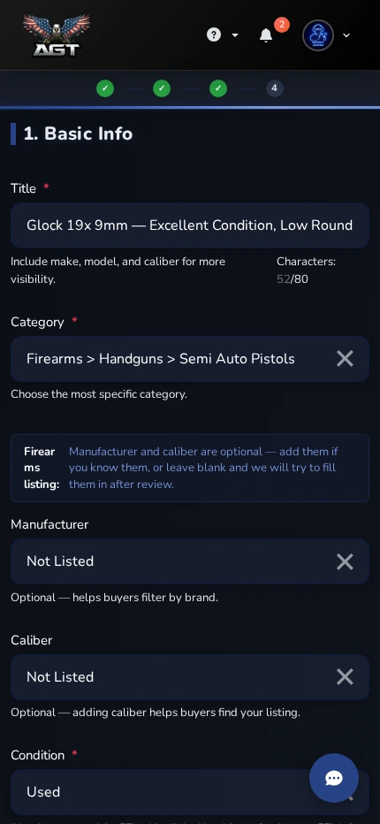 Create Post - Mobile view