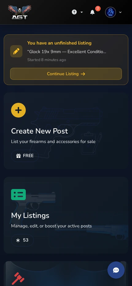 Dashboard - Mobile view