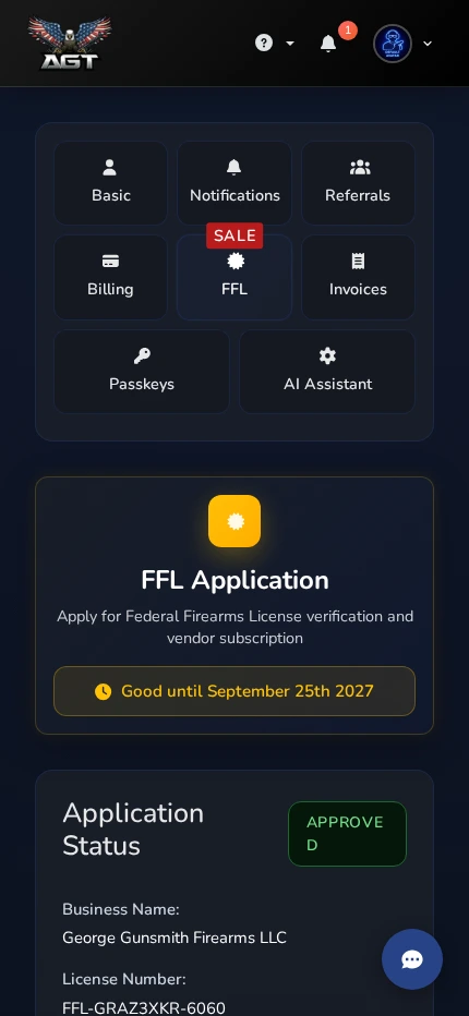 FFL Verification - Mobile view