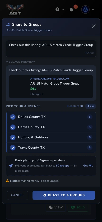 Share to Groups - Mobile view